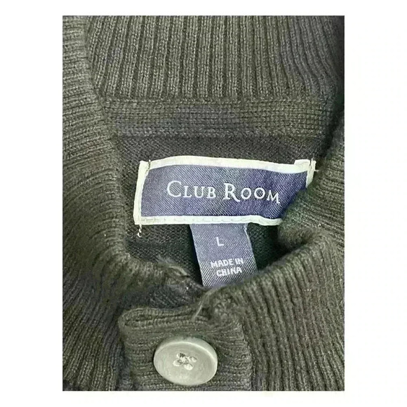 Club Room Mens Button Mock Neck Sweater Size L Deep Black - Picture 8 of 10